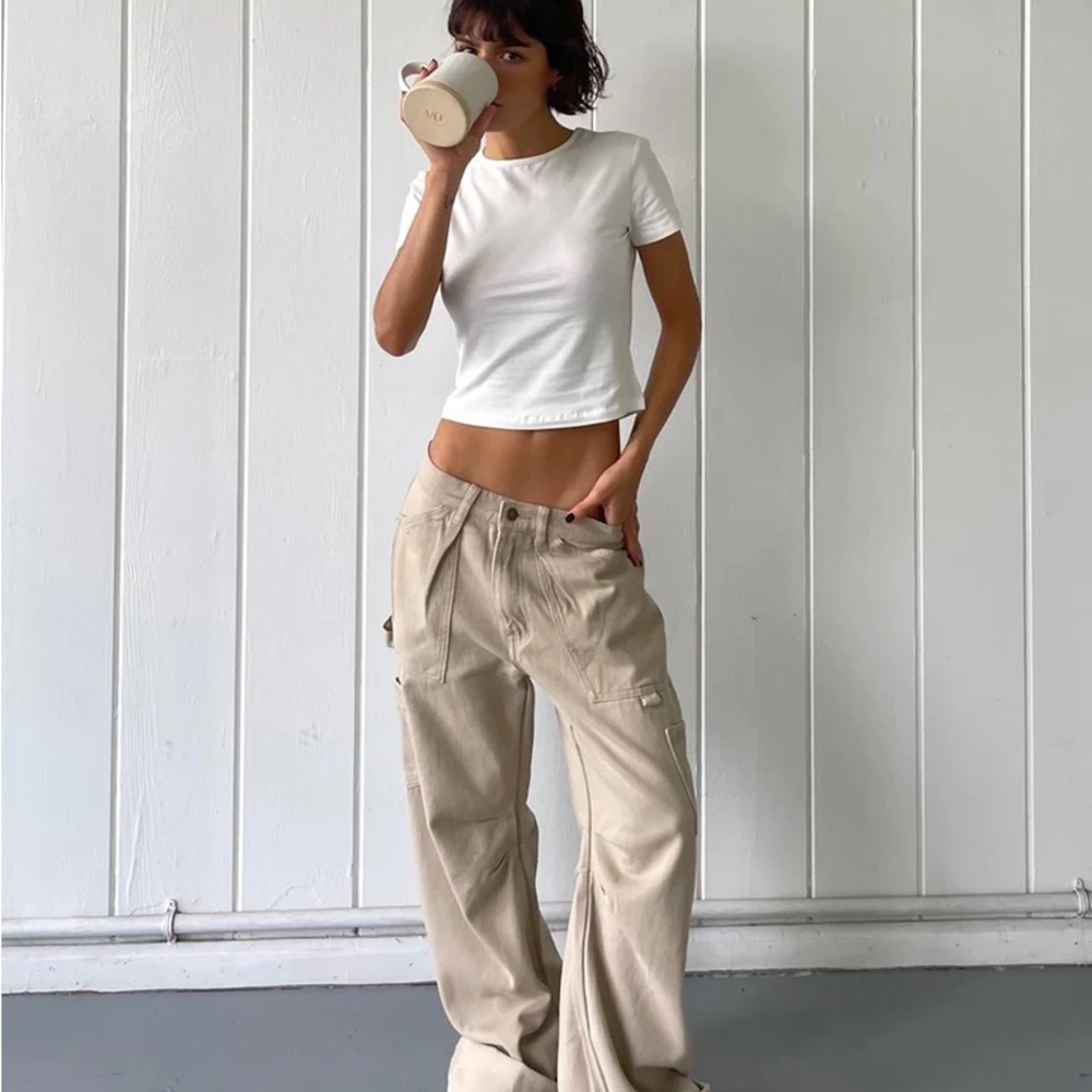 Princess Polly Beige Wide-Leg Pants